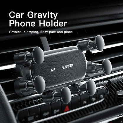 Universal Gravity Air Vent Clip Car Phone Holder, Black