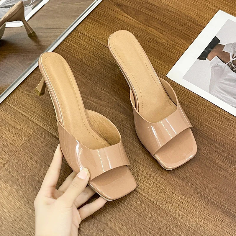Women High Heel Sandals Summer New Fashion Square Toe Open Toe Women Elegant Casual Comfortable Black High Heel Sandals