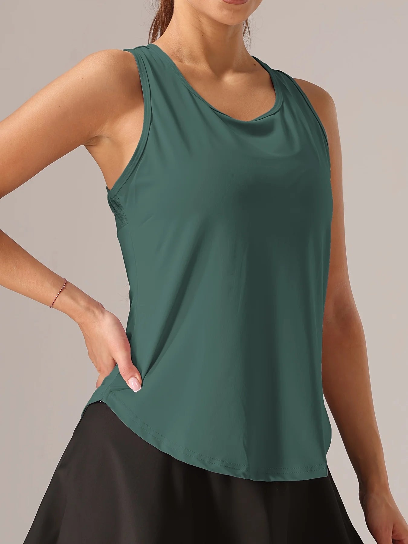 Women's Sleeveless Athletic Tank Top - Mesh Back & Crisscross Design