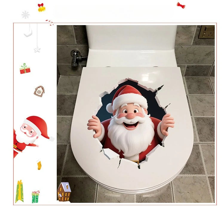 Christmas 3D Santa Break-Through Wall & Window Sticker – PVC Decoration