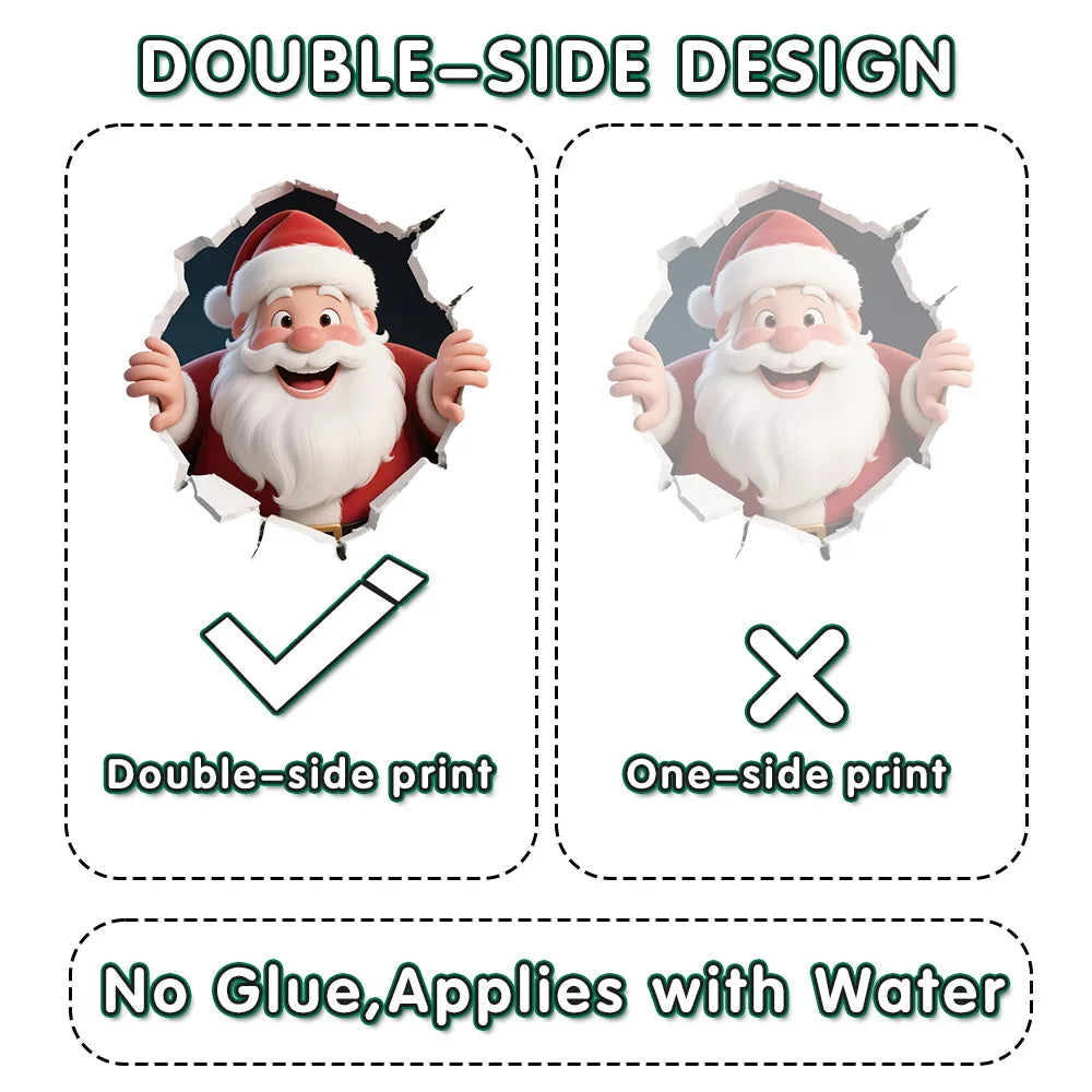 Christmas 3D Santa Break-Through Wall & Window Sticker – PVC Decoration