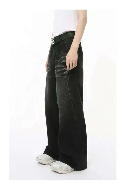 Men's Denim Jeans Loose Straight Wide Leg Washed Solid Color