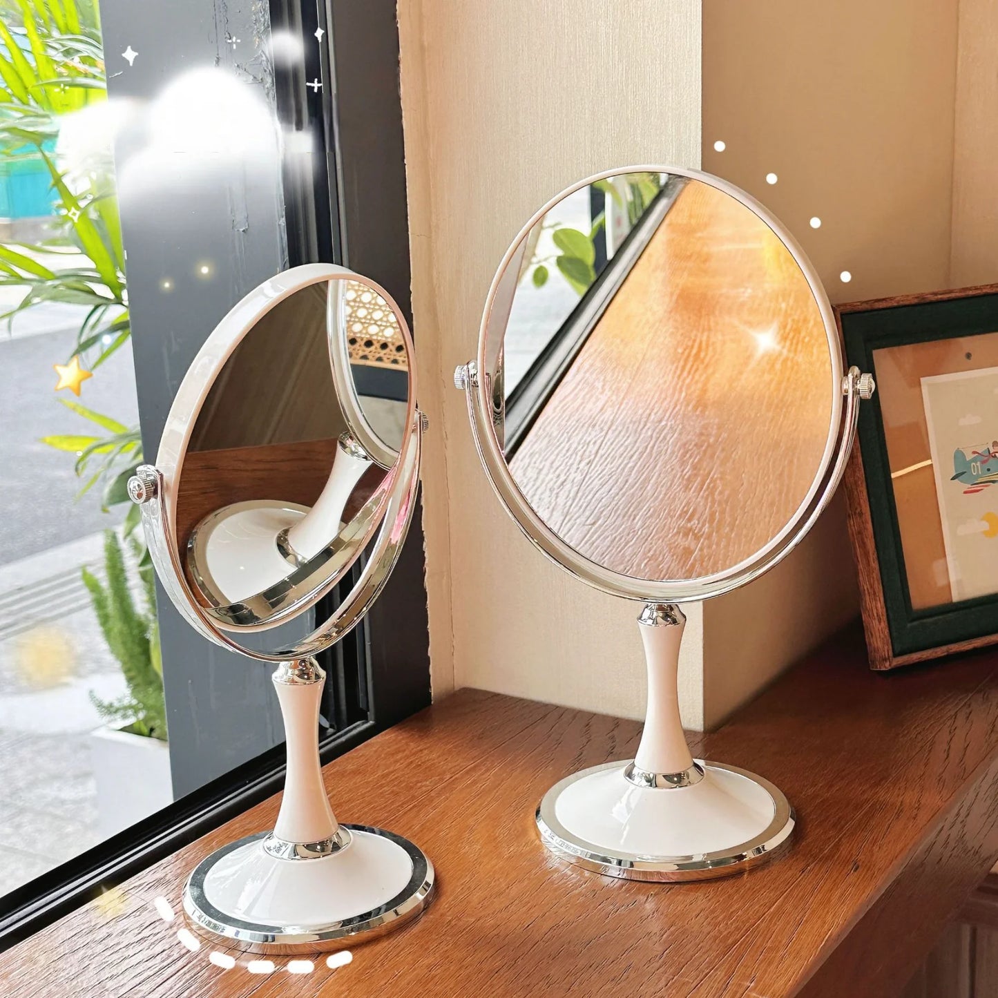 Elegant 360° Rotating Makeup Mirror (3X Zoom)