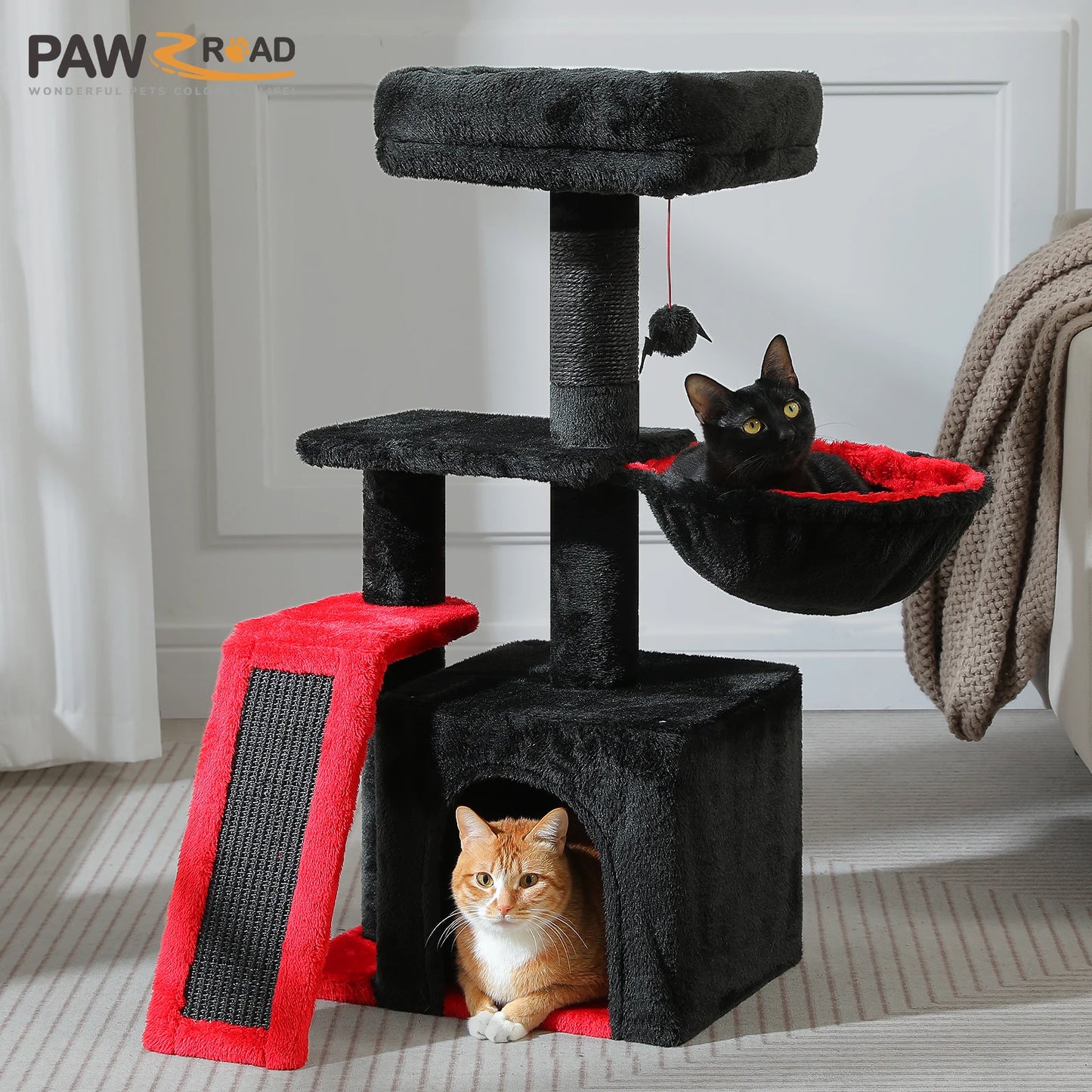 Indoor Cat Tree & Tower with Scratching Posts and Hammock – 2 Styles