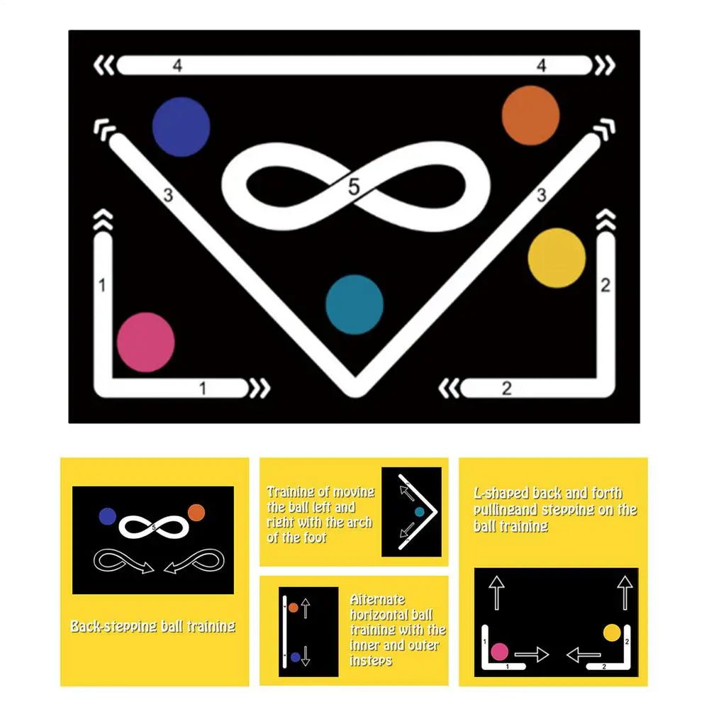 Soccer Training Drills Mat Rubber Non Slip Exercise Mat 23.6x35.4in Football Training Pad Footstep System Training Blanket for