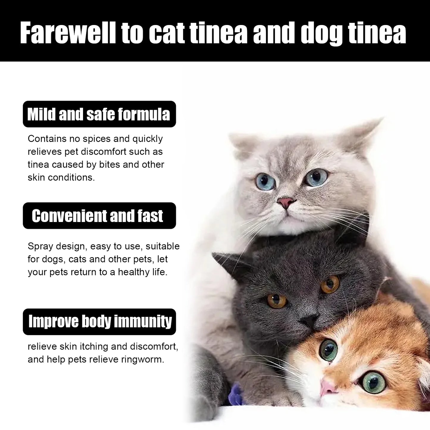 Pet Moss Spray Dogs Cats Relieve Itching Fur Regrowth Tick Lice Mite Remover Flea Killer Ringworm Treatment Pet Skin Care Liquid