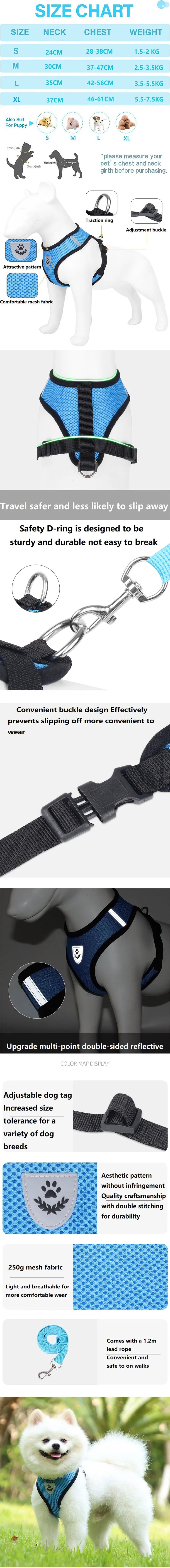 Cat Leash and Harness Cat Tent Kitten Harness Strap for Cats Neck Belt Anti Escape Pets Vest Harness Dog Neck Belt MBD01