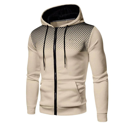 Men's Zipper Hoodie, Polyester, Printed Outdoor Casual Wear, Sizes S M L