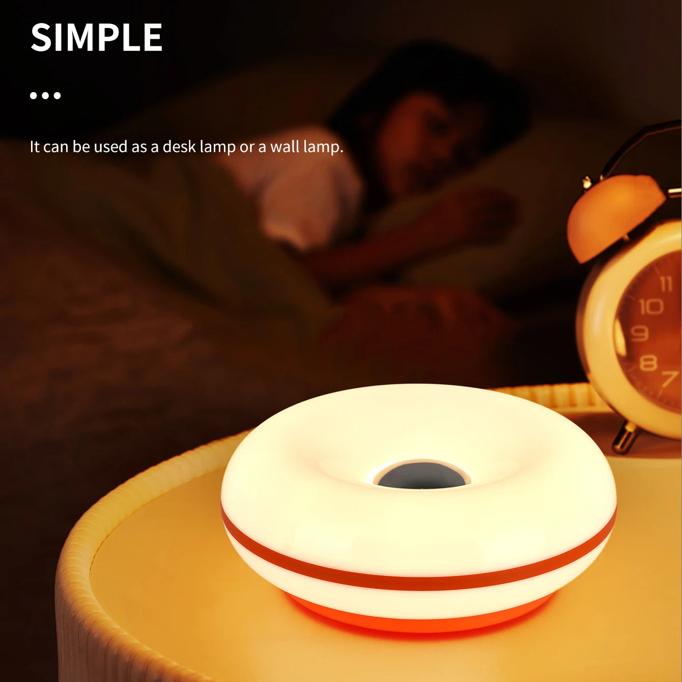 Bauhaus table lamp USB plug bedroom bedside lamp living room dining room decoration donut ambient light（Not glass）