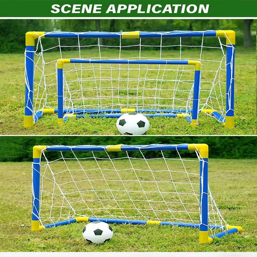 Football Goal Sports Toy Foldable Children's Football Gate with Pump & Ball Portable Soccer Goal for Outdoor Football Training
