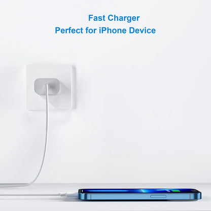 20W USB-C Fast Charger With 3.3 Ft USB-C Cable Bundle