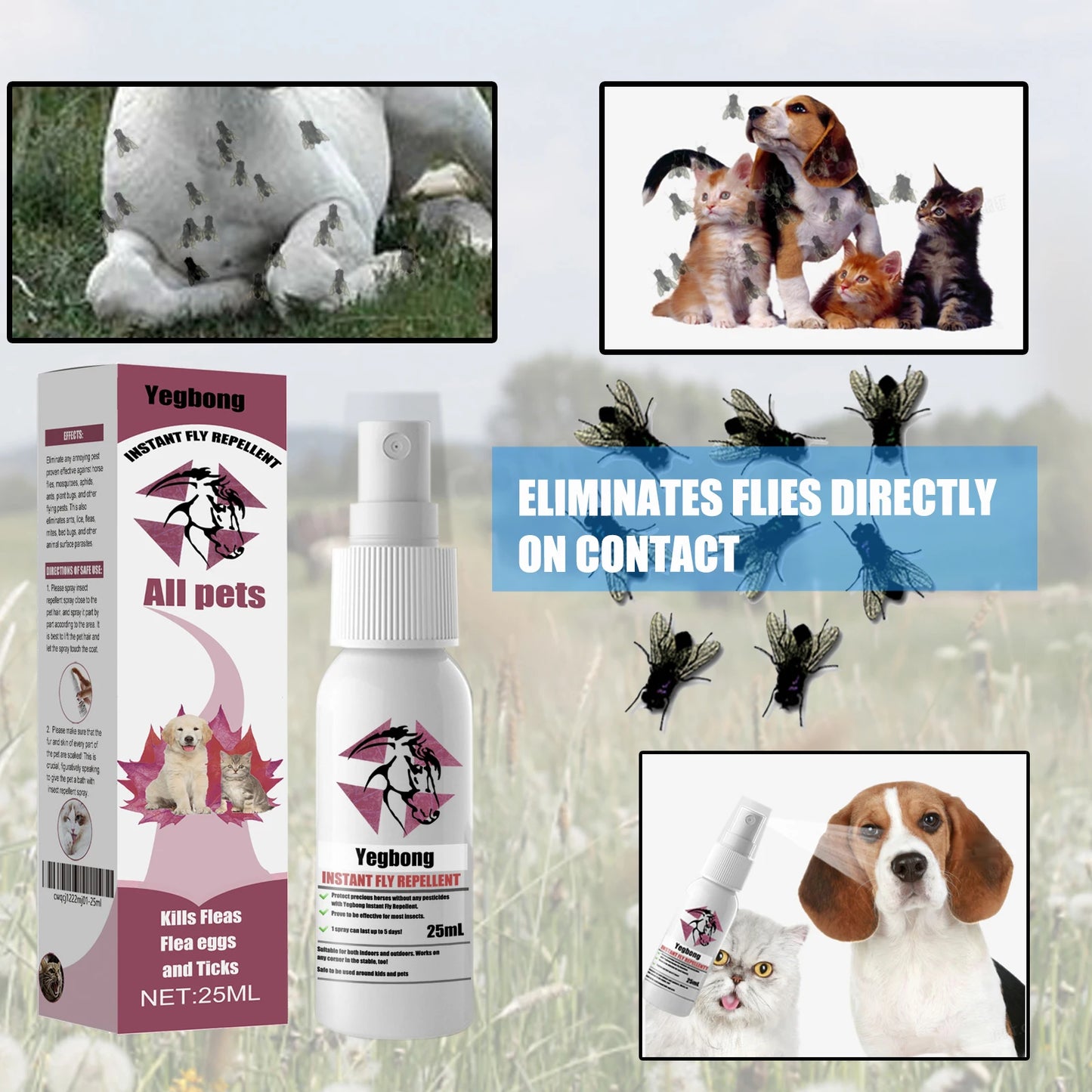 Fast Acting Flea and Tick Spray for Dogs and Cats Flea Treatment for Dogs Tick Repellent Spray Anti Itch Spray Safe & Effective
