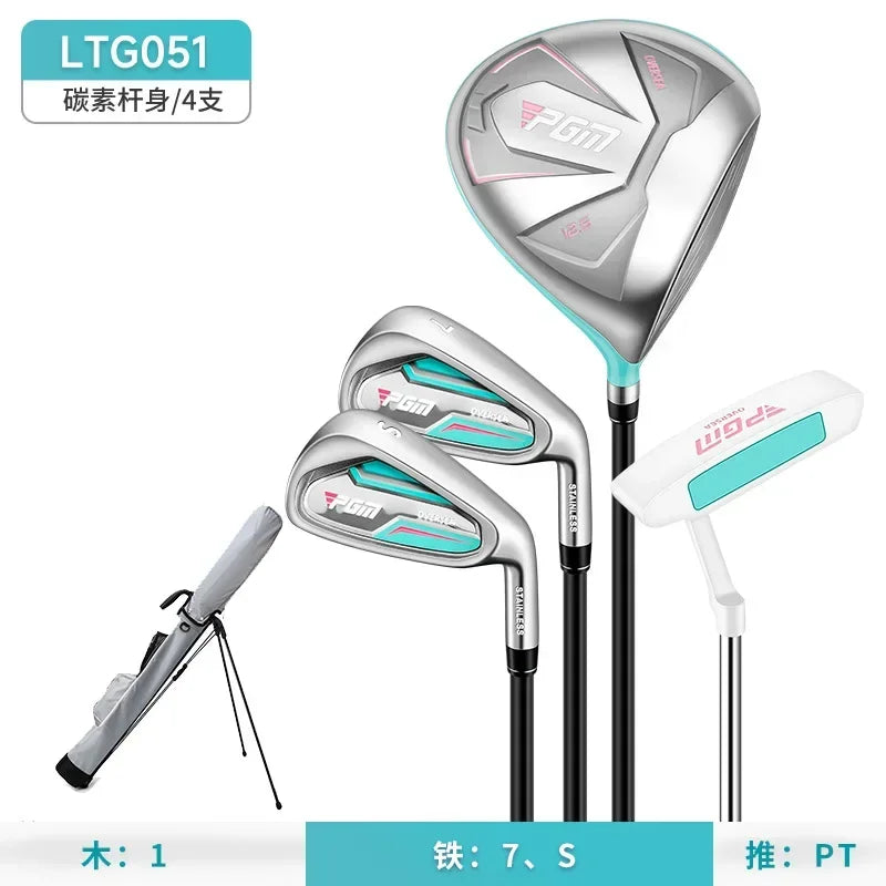 PGM Women Golf Clubs Set with Golf Bag Stainless Steel / Carbon Shaft Iron Wood Driver Beginer Training Golf Supplies  LTG051