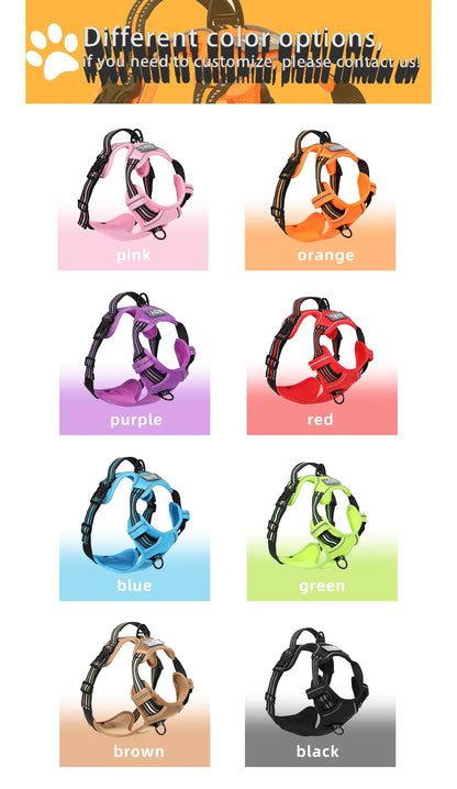 No Pull Dog Harness Front Clip Reflective Heavy Duty Handle For Large Dogs