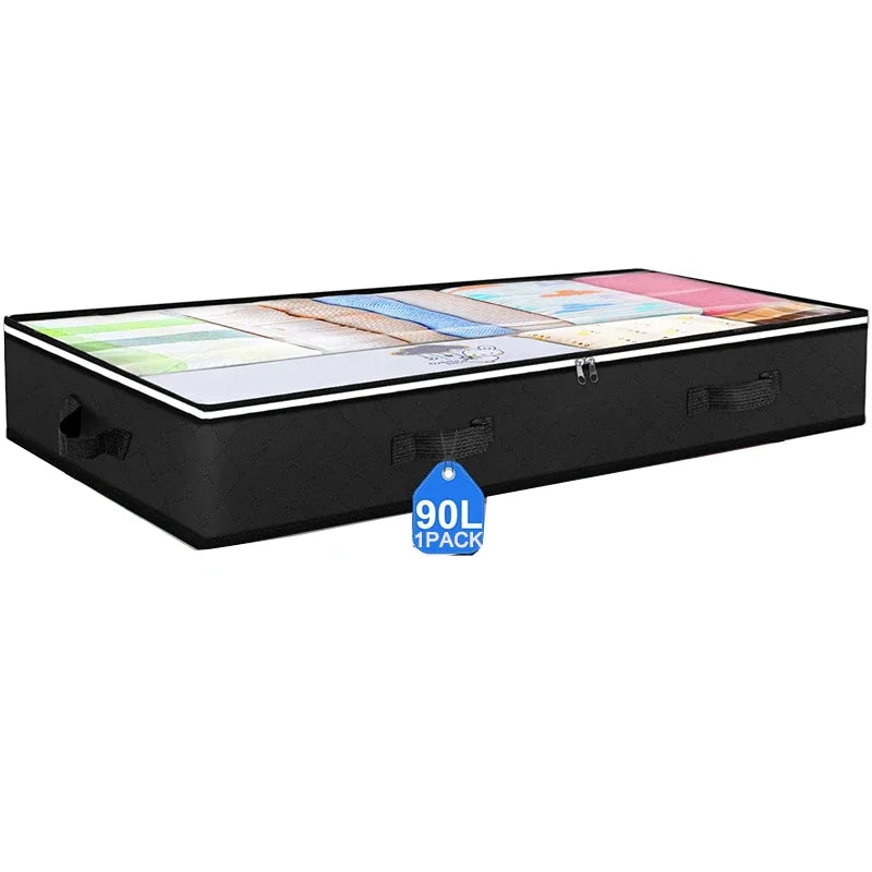 Non-woven Underbed Quilt Storage Bag Organizer Wardrobe Clothes Dust Moisture-proof Finishing Bag Foldable Storage Box 100x50x15