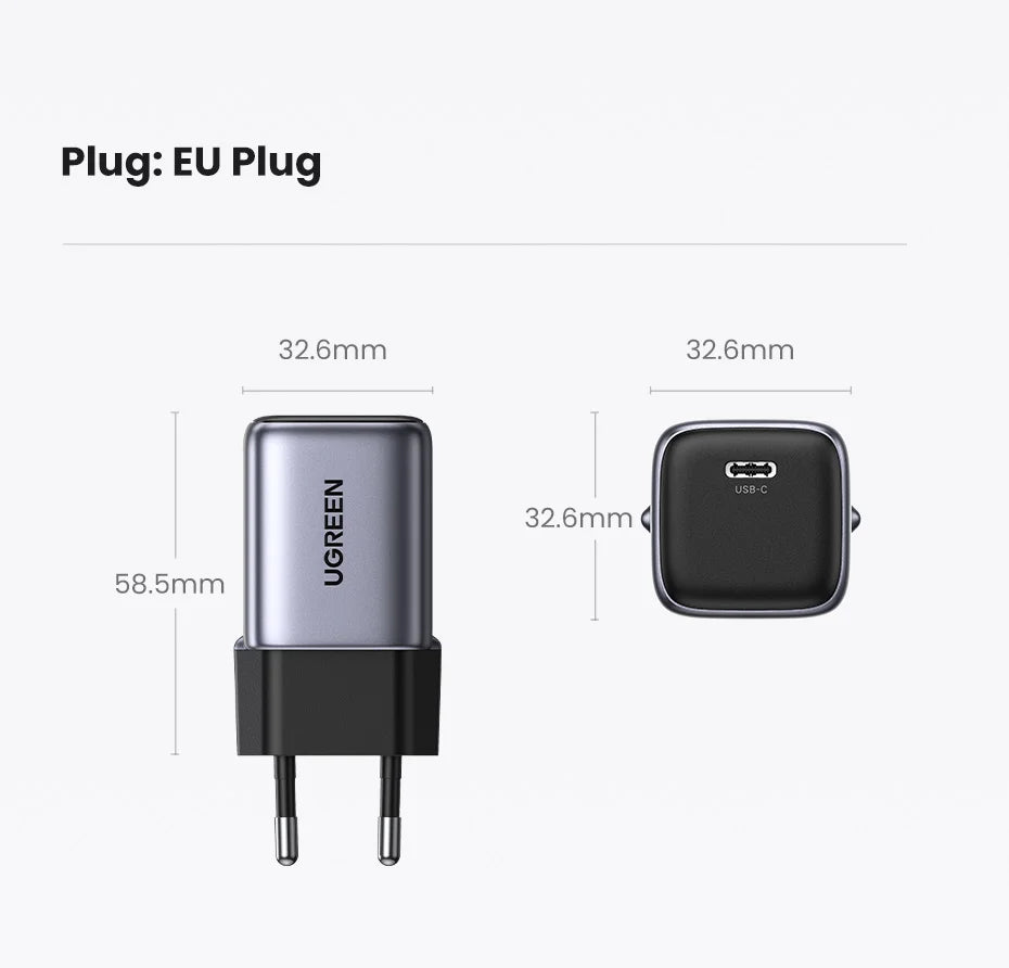 UGREEN GaN 30W Fast Charger for iPhone 15 14 13  PD3.0 Charger for iPad Pro samsung Xiaomi Type C Mobile Phone Charger
