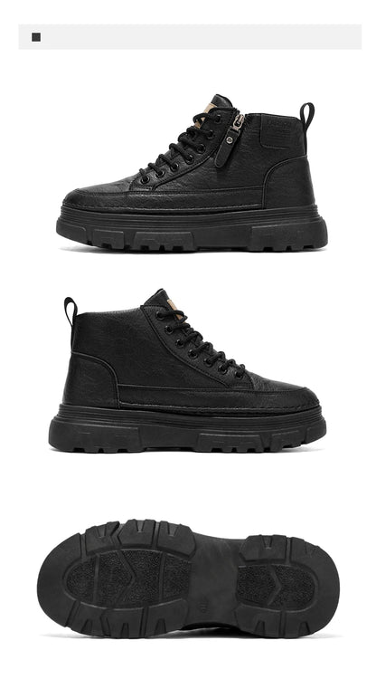 Men's Waterproof Leather Ankle Boots Mid Top Casual Outdoor Hiking