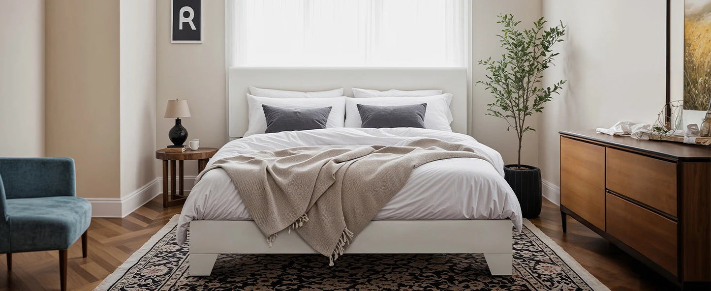 HOOMIC Full/Queen/King Upholstered Bed Frame with Adjustable Linen Headboard, Sturdy Wood Slats & Quiet Support