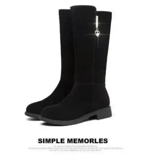 2025 New Women Warm Plush Snow Boots Casual Flat All-match Cotton Fashion Side Zipper Winter Shoes Thigh High Boot Botas Mujer