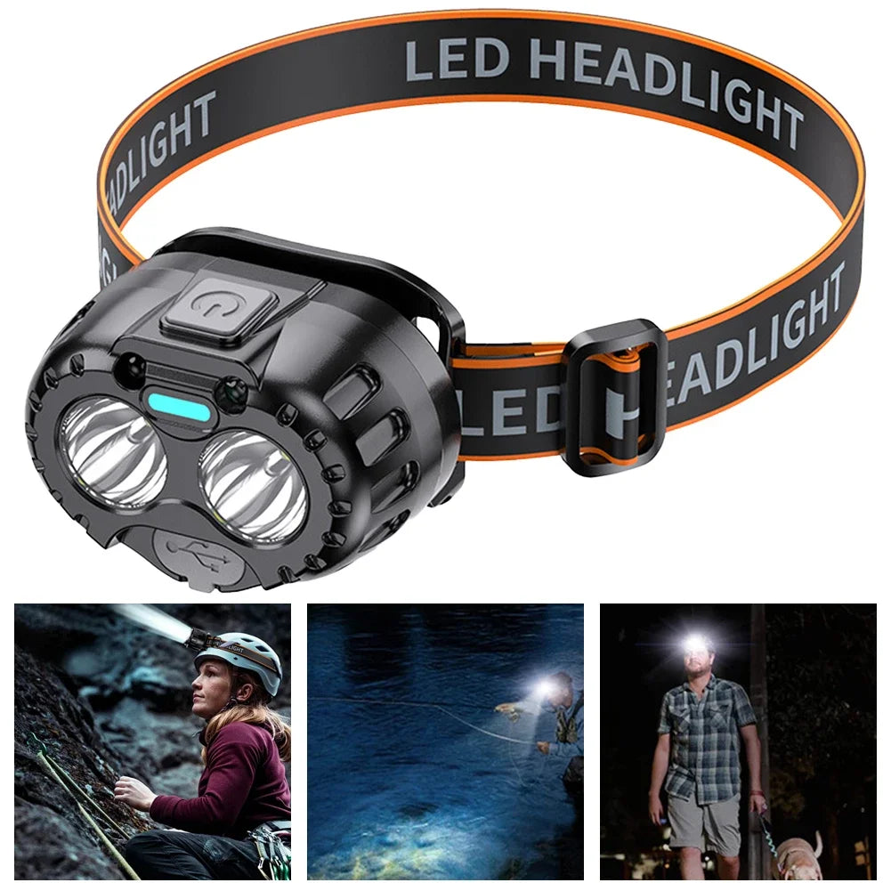 LED Headlamp IPX4 Waterproof 250 Lumens USB Rechargeable