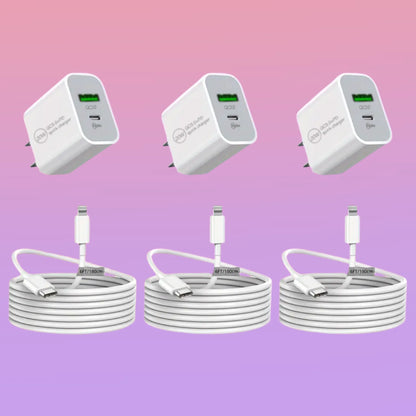 20W USB-C Fast Charger With 3.3 Ft USB-C Cable Bundle