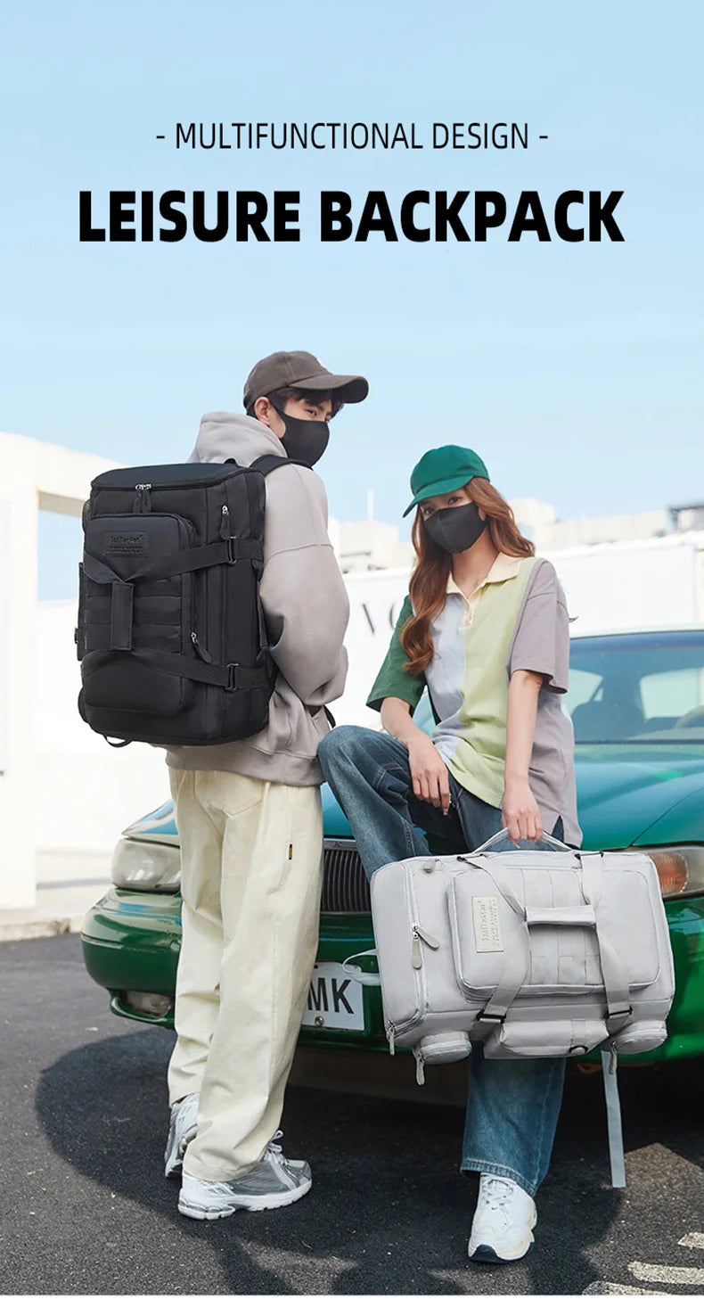 Large capacity fitness bag, travel backpack, dry wet separation shoulder bag, outdoor sports, fishing, yoga training bag