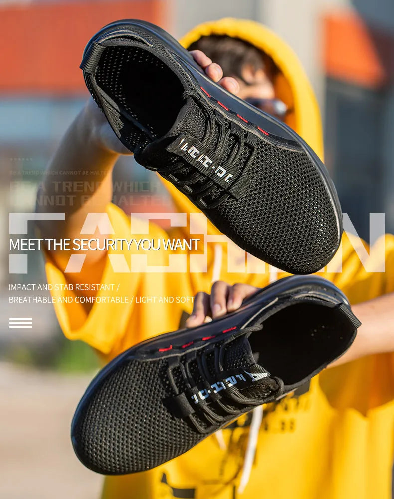 Safety Shoes Work Sneakers Steel Toe Men Women Anti Smash Puncture Proof Work Boots Indestructible Safety Shoes Light Breathable