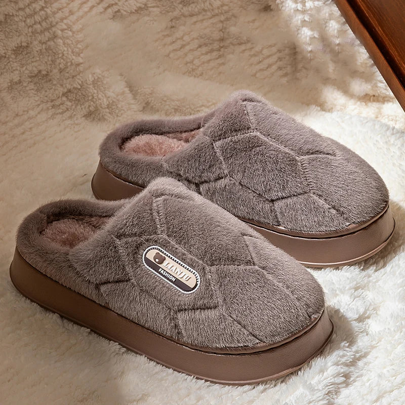 Winter Indoor Slippers Non-Slip For Men And Women Plush Cotton Size 50-51