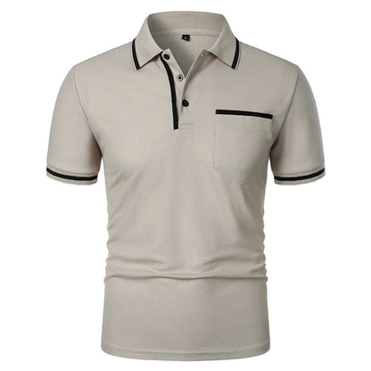 Men's Short Sleeve Polo Shirt Solid Polyester Breathable Casual