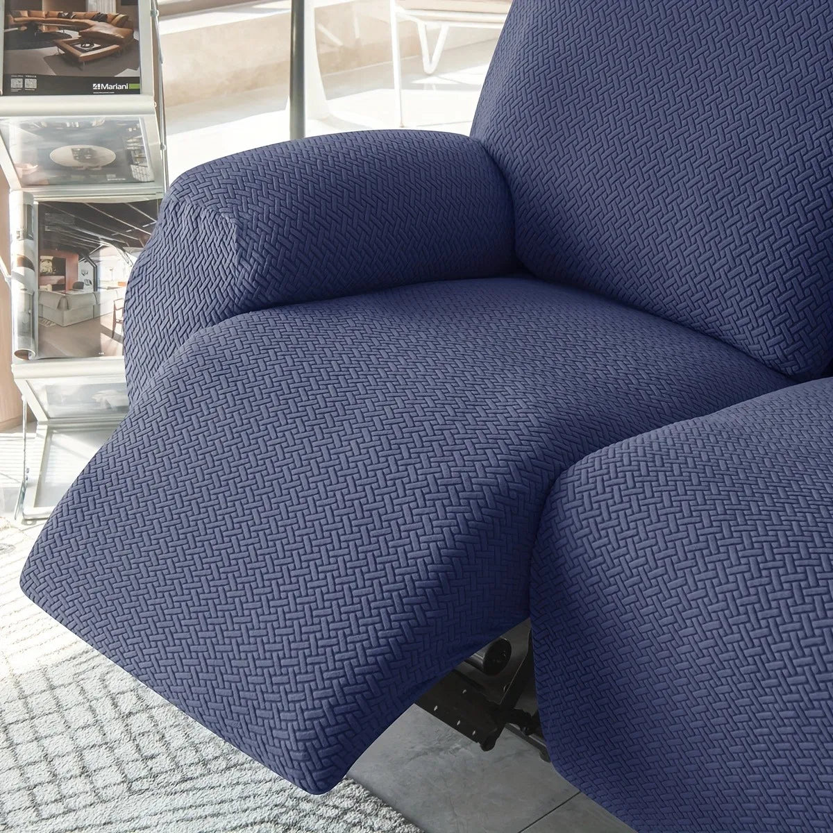 Recliner Sofa Cover Lazy Chair Solid Color Cushion Cover Sofa Cover 1/2/3/4 Seat Texture Stretch Sofa