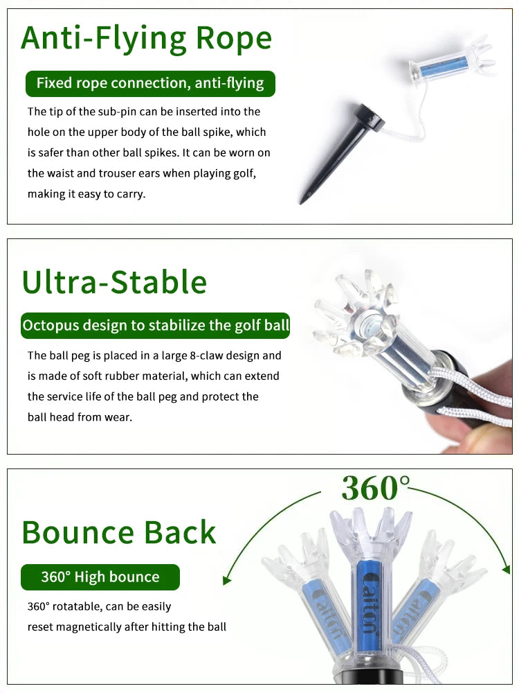 Improve Your Golf Game with the Caiton 5pcs Magnetic Plastic Golf Tee Set - 360degree Bounce