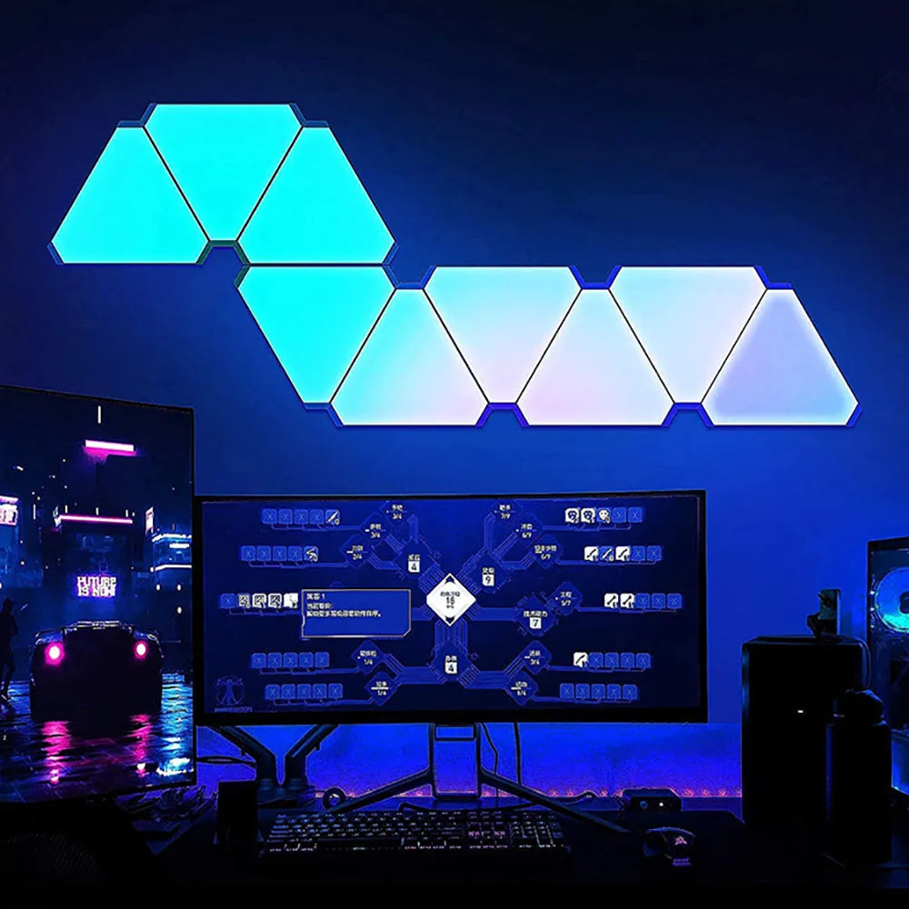 LED Triangular Quantum Lamp – RGB Smart Wall Lamp for Bedroom & Office