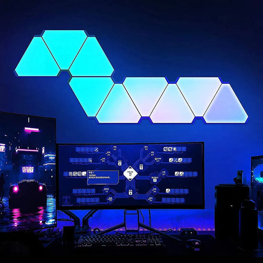 LED Triangular Quantum Lamp – RGB Smart Wall Lamp for Bedroom & Office