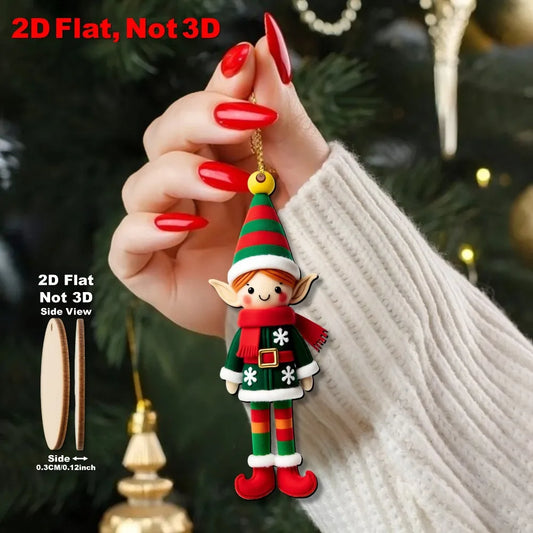 16-Piece Colorful Elf Wooden Ornaments – Flat Tree Decorations for Christmas & Holiday Decor