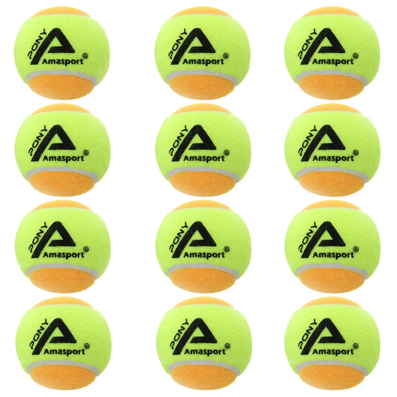 AMA SPORT Kids Training (Transition) Balls 20% 50% 75% Slower For Beginner Child Practice Tennis Soft Beach Tennis Ball 6~12PCS