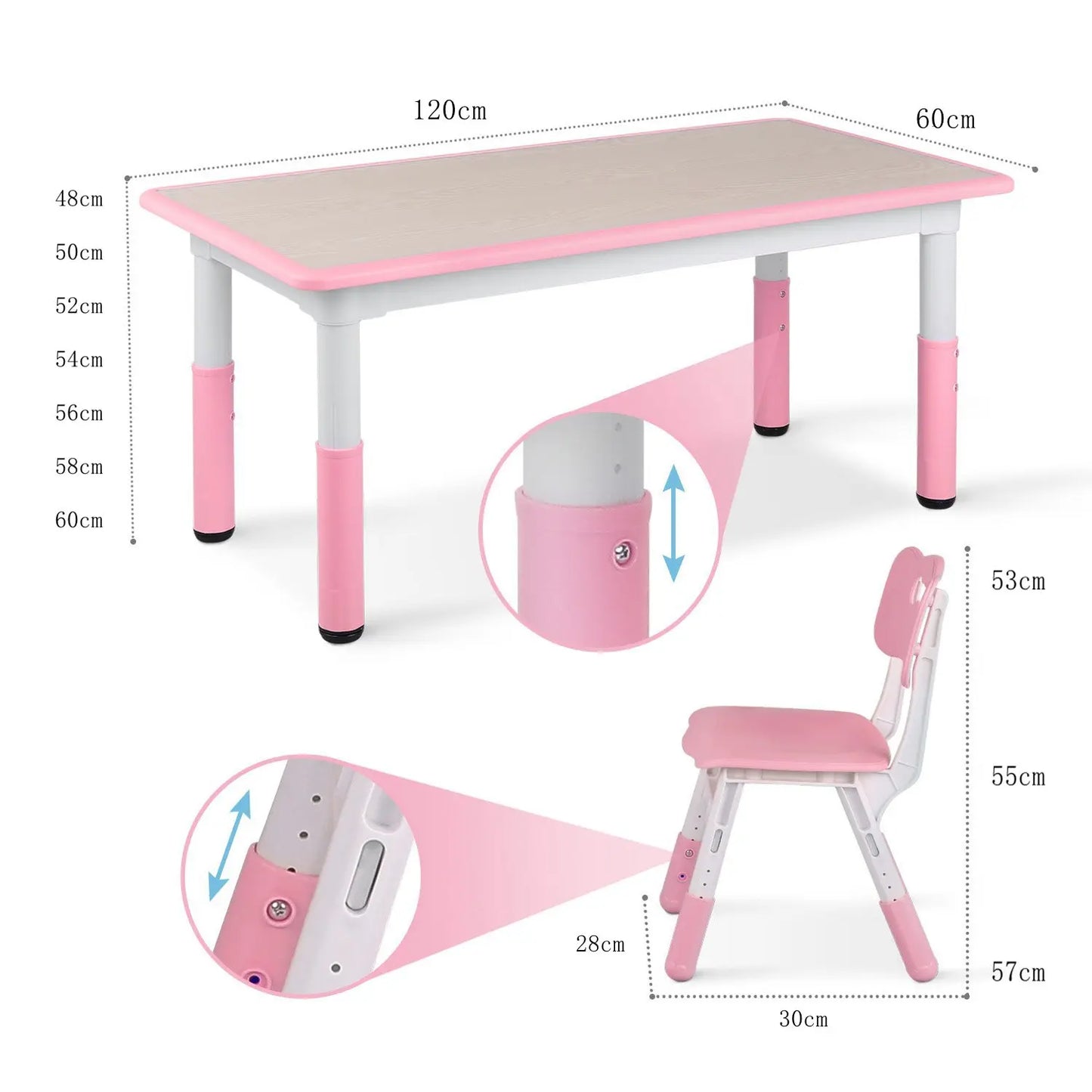 Kids Table and 4 Chairs Set, Height Adjustable Toddler Table and Chair Set, Graffiti Desktop, Non-Slip Legs, Children Multi-Acti