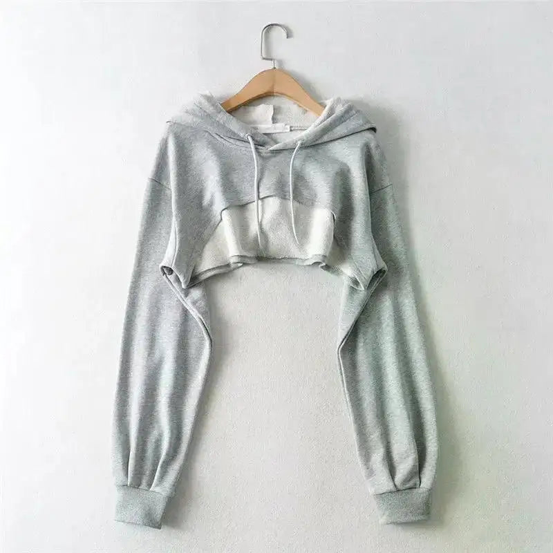 Hoodie Female Hoodie Personality Irregular Crop Ultra Short Style Long Sleeve Top Female Drop Shipping Sweatshirt Y2k Clothes