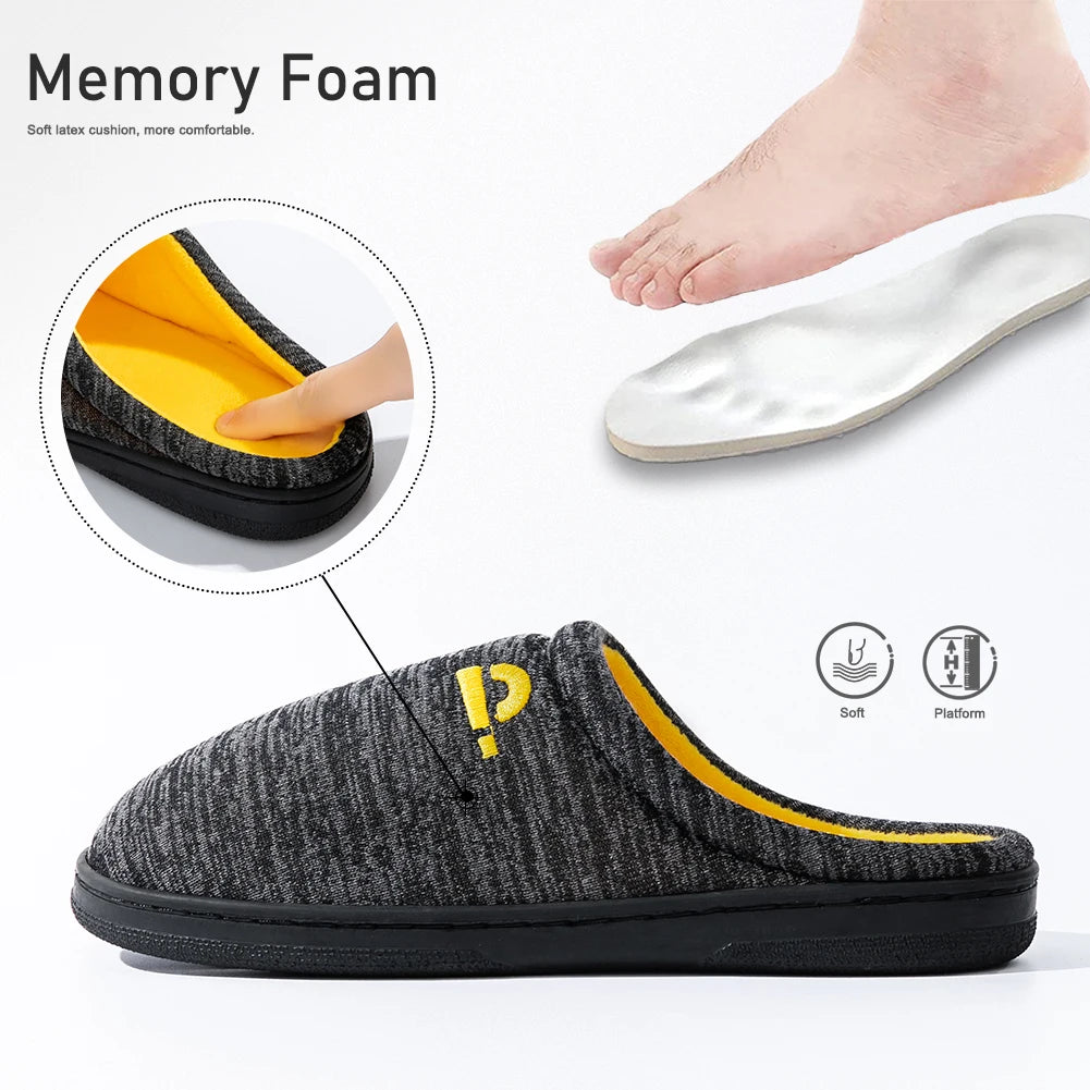 Knitted Embroidered Indoor Slippers For Men With Memory Foam