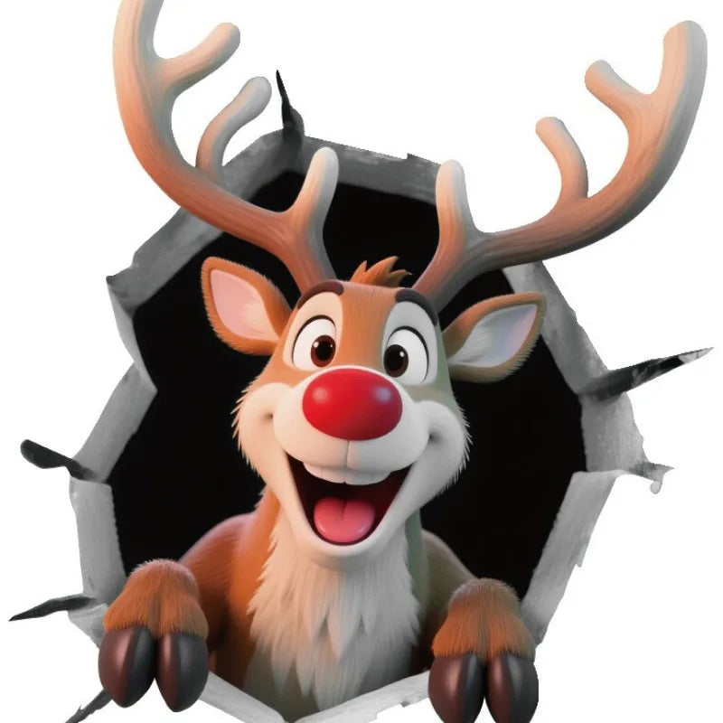 Christmas 3D Santa Break-Through Wall & Window Sticker – PVC Decoration