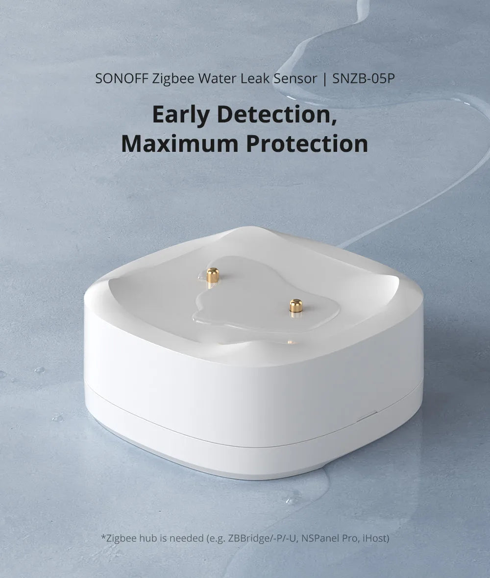 SONOFF SNZB-05P Zigbee 3.0 Water Leak Sensor Leaking and Dripping Detection Real-time Alerts Support Home Assistant Google Alexa