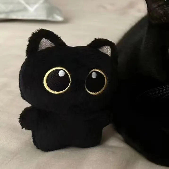 Mini Black Cat Plush Keychain – 10cm Soft Stuffed Toy Gift