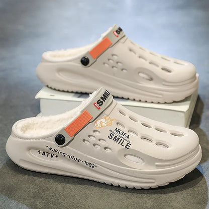 Men's Winter Slippers With Faux Fur Lining Indoor Plush EVA Sole