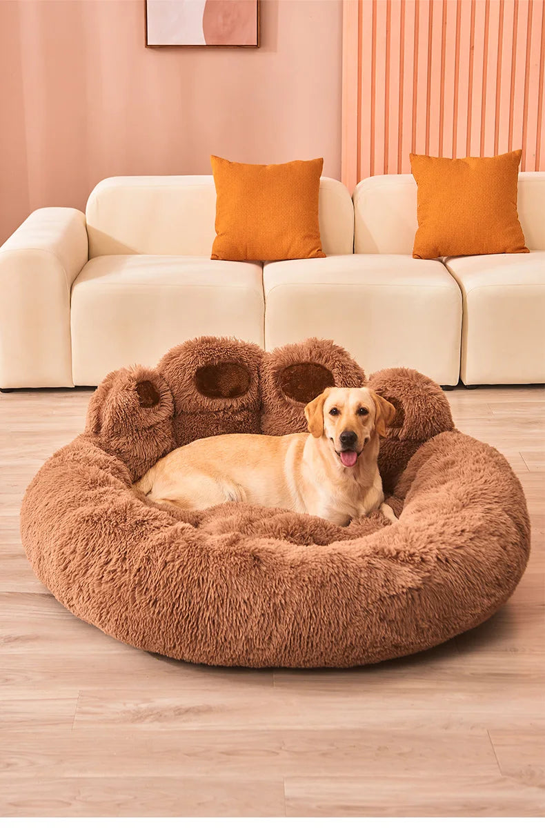 Plush Pet Bed Basket – Comfortable Winter Sleeping Bed for Small & Large Pets