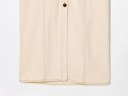 Denim Midi Dress For Women With Lapel And Side Zipper