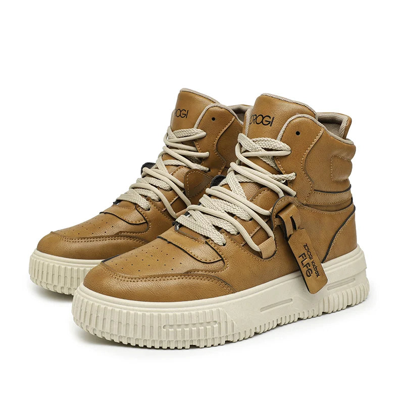 Leather Ankle Boots For Men Lace Up Non Slip Sole Winter Boots