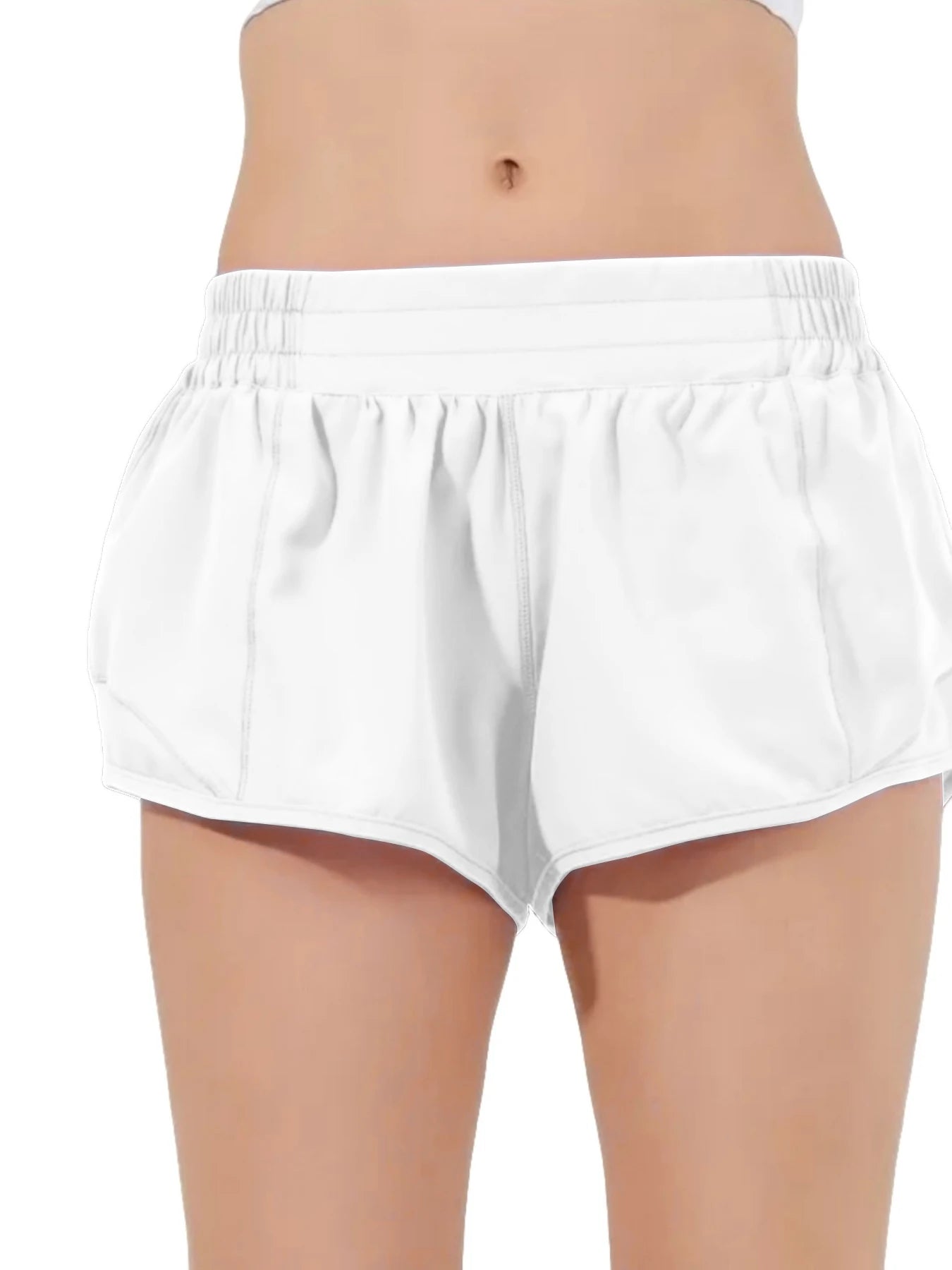 Quick drying sports shorts with lined zipper pockets, women's high waisted running shorts