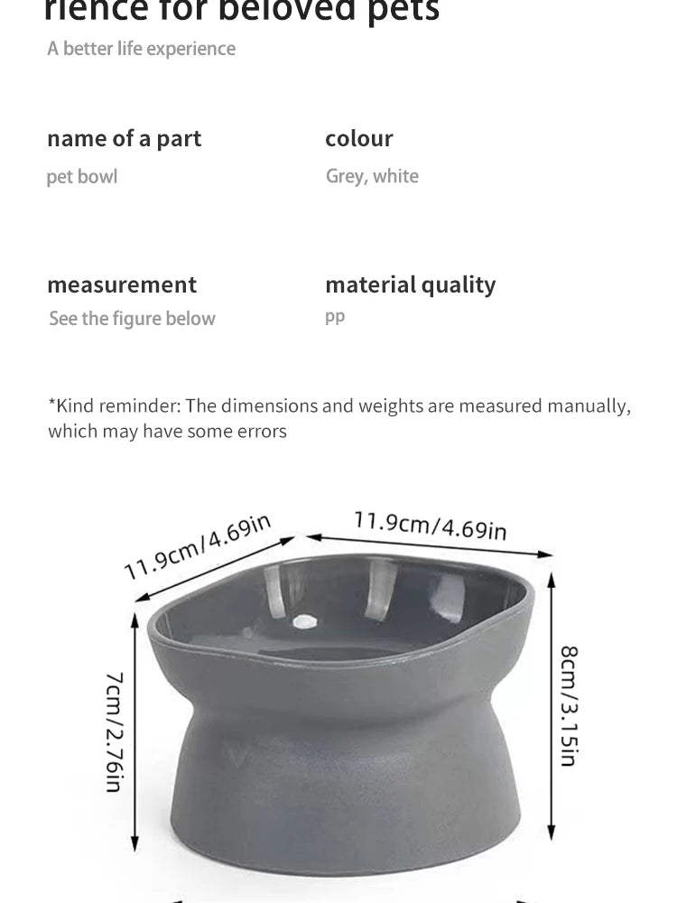 Dual-purpose Cat/Dog Food Bowl, Elevated Anti-Vomiting Cat Feeder Whisker Stress-Free Dog Plastic Cat Feeding Bowls