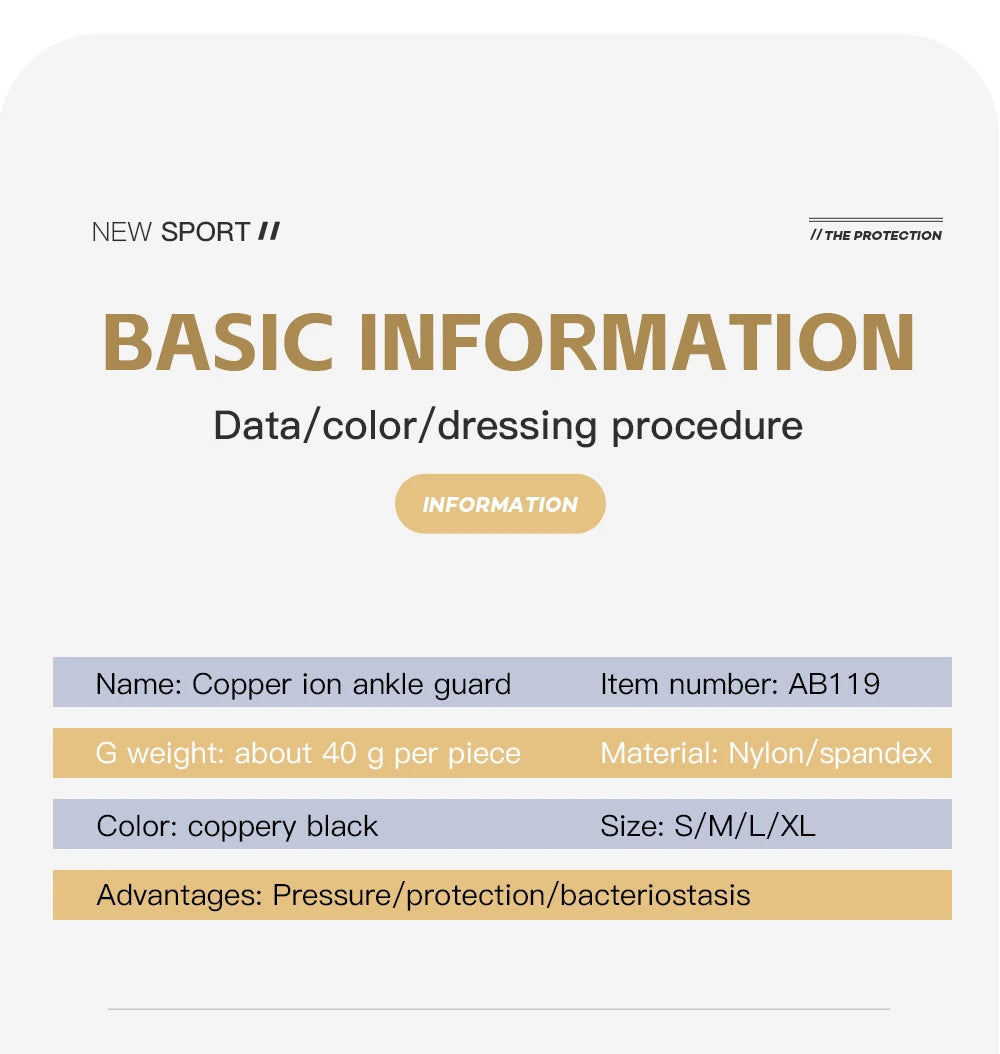 1 PC Men's Women's Outdoor Sports Knitting Elastic Copper Ankle Protection, Ankle Sprain Protection, Ankle Wrist Daily Exercise