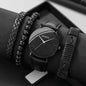 Men’s Stylish Leather Watch & Bracelet Set
