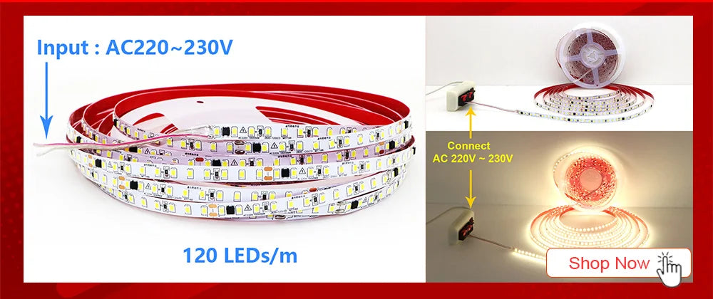 Flexible LED Strip 24V – 5m to 20m, 120 LEDs/m, Soft Lamp Bar